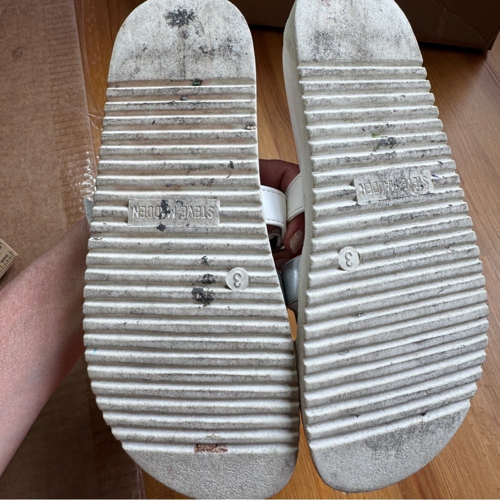 Steve Madden jmayven slide sandals white and silver size 3 - Picture 7 of 10